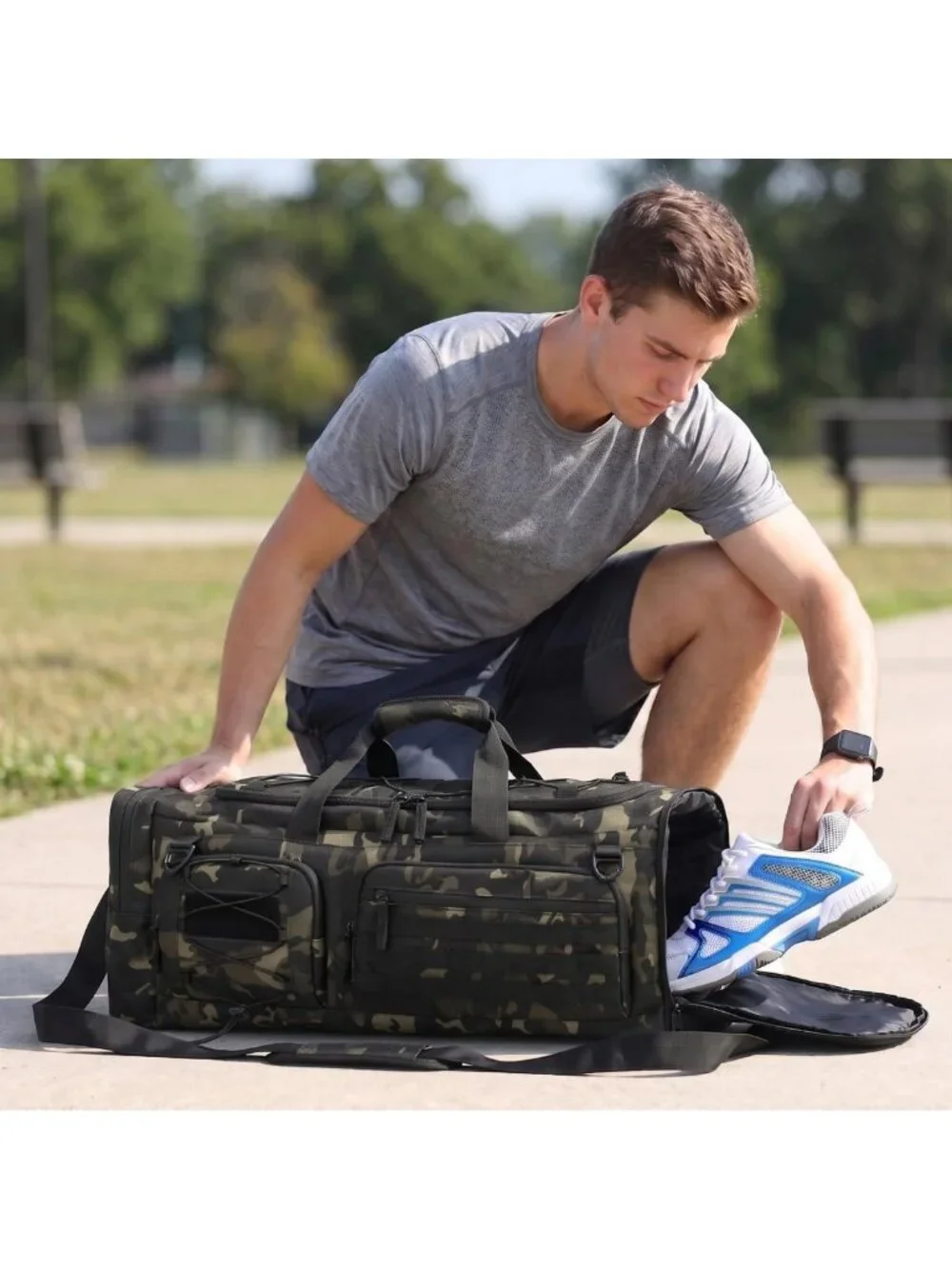 Extra Large 50L Gym Duffle Bag for Travel, Workout & Overnight - Shoe & Laptop